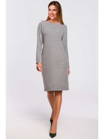 S178 Long sleeve sweater dress - grey