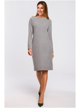 S178 Long sleeve sweater dress - grey