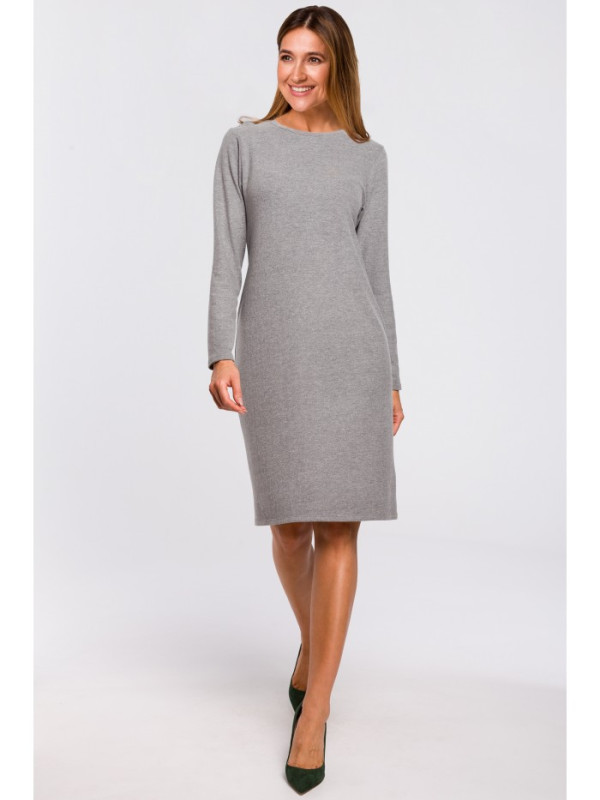 S178 Long sleeve sweater dress - grey