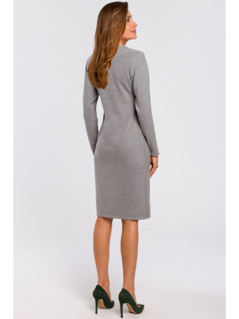 S178 Long sleeve sweater dress - grey