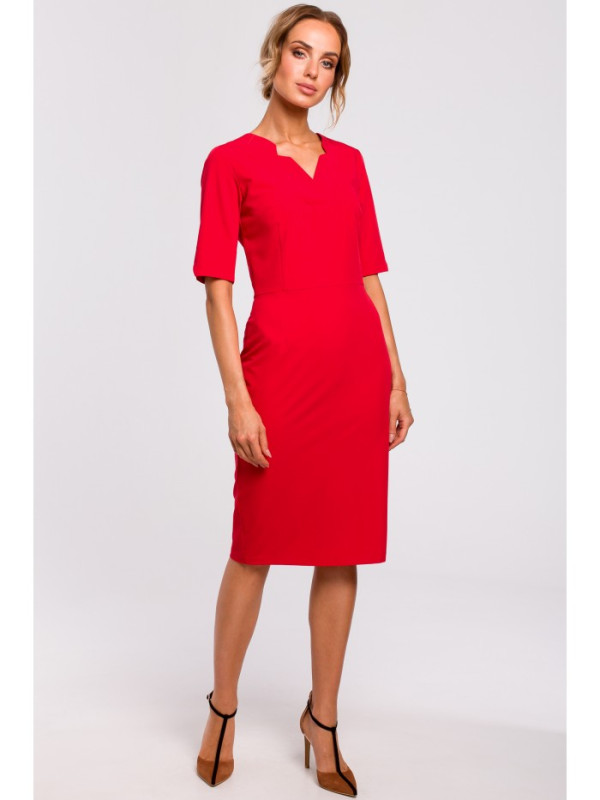 M455 V-neck dress - red