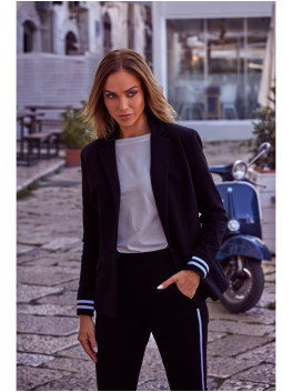 M459 Blazer with striped ribbed cuffs - black