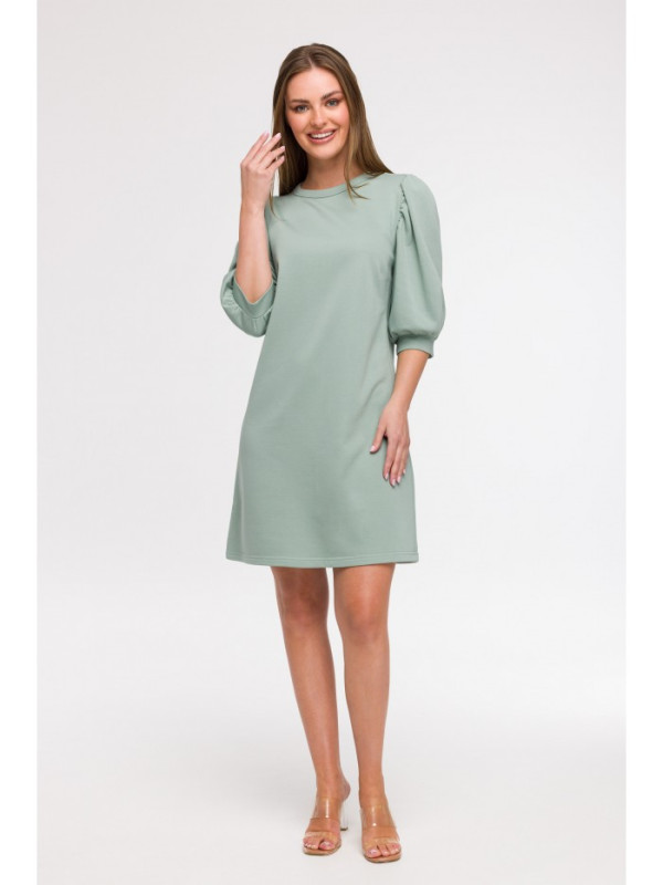 B291 A-line dress with puff sleeves - mint