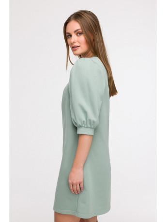 B291 A-line dress with puff sleeves - mint