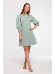 B291 A-line dress with puff sleeves - mint