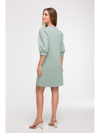B291 A-line dress with puff sleeves - mint