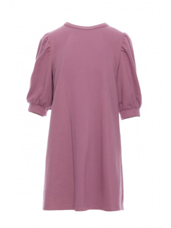 B291 A-line dress with puff sleeves - heather