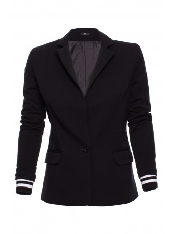 M459 Blazer with striped ribbed cuffs - black