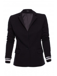 M459 Blazer with striped ribbed cuffs - black