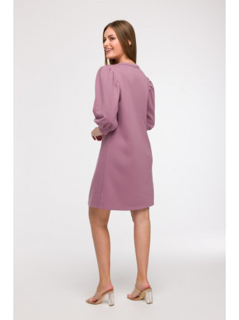 B291 A-line dress with puff sleeves - heather