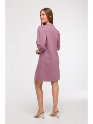 B291 A-line dress with puff sleeves - heather