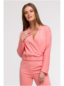 B292 Wrap front sweatshirt - coral