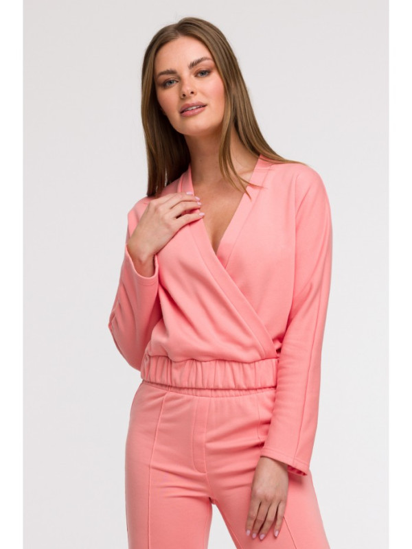 B292 Wrap front sweatshirt - coral