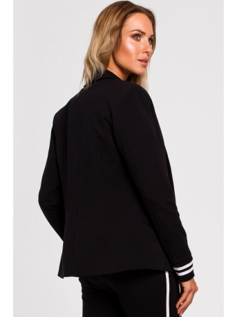 M459 Blazer with striped ribbed cuffs - black