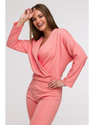 B292 Wrap front sweatshirt - coral