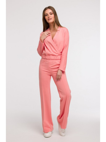 B292 Wrap front sweatshirt - coral