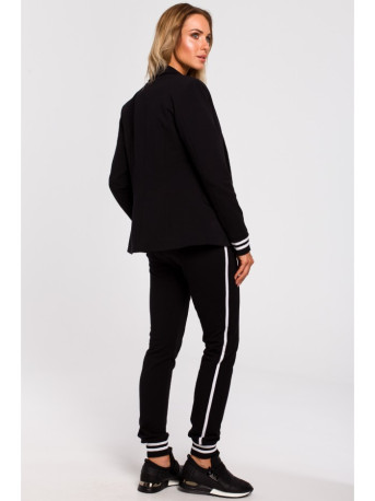 M459 Blazer with striped ribbed cuffs - black