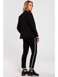 M459 Blazer with striped ribbed cuffs - black