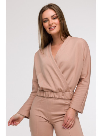 B292 Wrap front sweatshirt - mocca