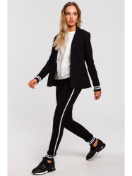 M459 Blazer with striped ribbed cuffs - black