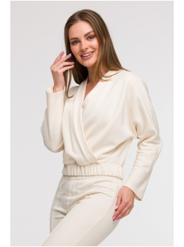 B292 Wrap front sweatshirt - vanilla