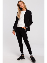 M459 Blazer with striped ribbed cuffs - black
