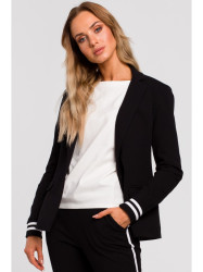 M459 Blazer with striped ribbed cuffs - black