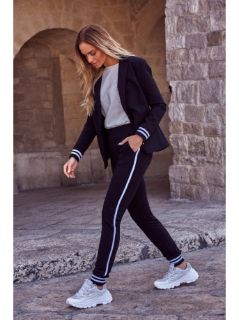 M460 Jogger trousers with striped ribbed cuffs - black