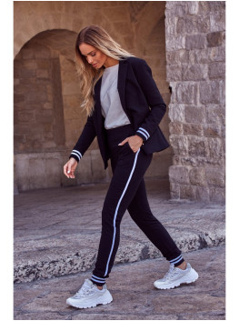 M460 Jogger trousers with striped ribbed cuffs - black