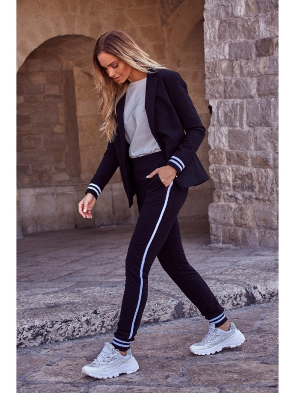 M460 Jogger trousers with striped ribbed cuffs - black