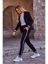 M460 Jogger trousers with striped ribbed cuffs - black