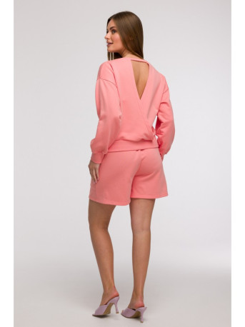 B293 Open back sweatshirt - coral