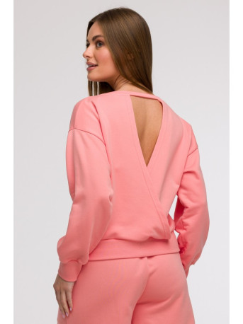 B293 Open back sweatshirt - coral