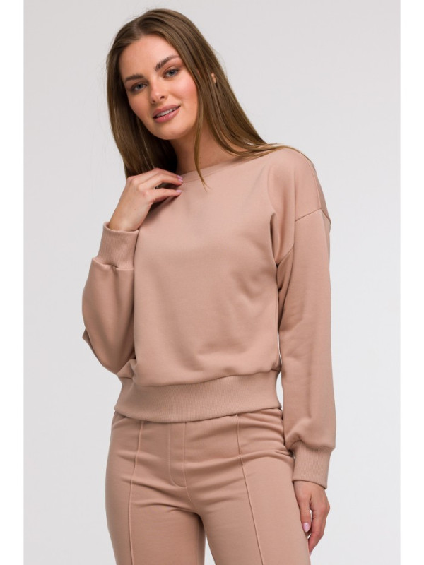 B293 Open back sweatshirt - mocca