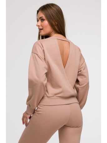 B293 Open back sweatshirt - mocca