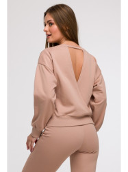 B293 Open back sweatshirt - mocca