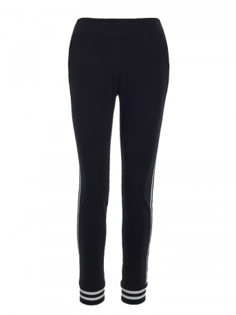 M460 Jogger trousers with striped ribbed cuffs - black