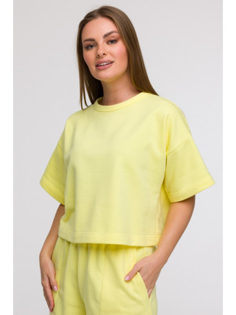 B294 Cropped sweatshirt with short sleeves - lemon