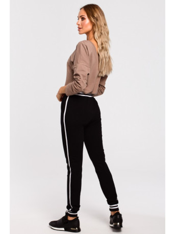 M460 Jogger trousers with striped ribbed cuffs - black