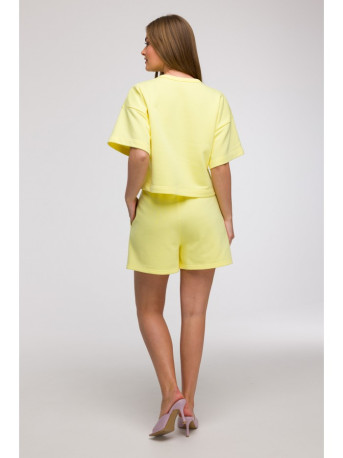 B294 Cropped sweatshirt with short sleeves - lemon