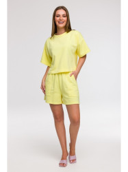B294 Cropped sweatshirt with short sleeves - lemon