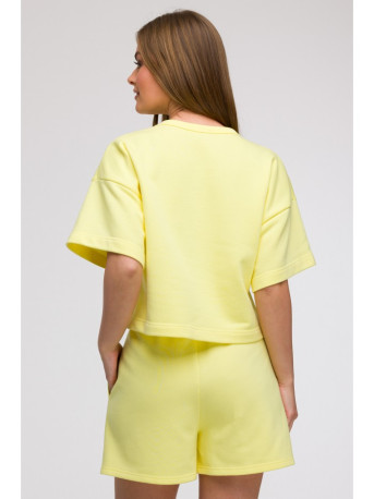 B294 Cropped sweatshirt with short sleeves - lemon