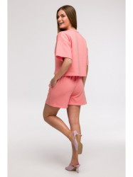 B294 Cropped sweatshirt with short sleeves - coral