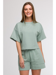 B294 Cropped sweatshirt with short sleeves - mint