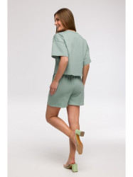 B294 Cropped sweatshirt with short sleeves - mint