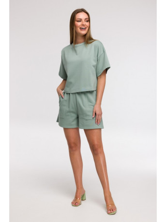 B294 Cropped sweatshirt with short sleeves - mint