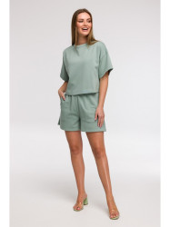 B294 Cropped sweatshirt with short sleeves - mint