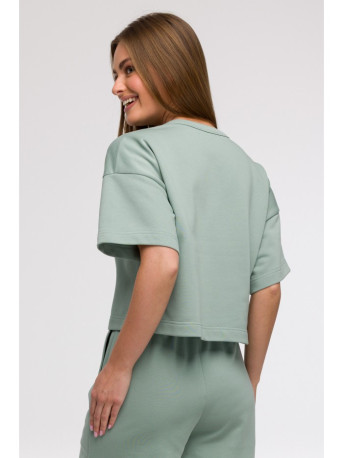 B294 Cropped sweatshirt with short sleeves - mint