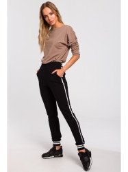 M460 Jogger trousers with striped ribbed cuffs - black
