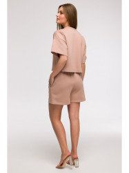 B294 Cropped sweatshirt with short sleeves - mocca